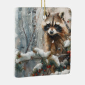 Raccoon Winter Scene - Wildlife Ornament セラミックオーナメント (右)