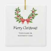 Raccoon Winter Scene - Wildlife Ornament セラミックオーナメント (裏面)