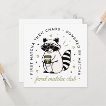 Raccoon with matcha club funny kawaii aesthetic
