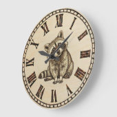 Raccoon Wooden Wall Clock ラージ壁時計 (傾斜)