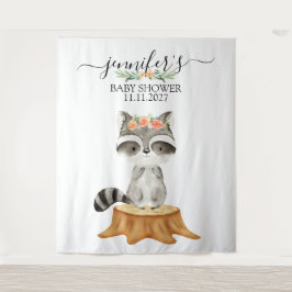 Raccoon Woodland Animals Baby Shower backdrop タペストリー