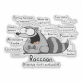 Raccoon Wordy Art Vinylシール シール (正面)