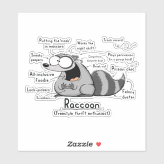 Raccoon Wordy Art Vinylシール シール