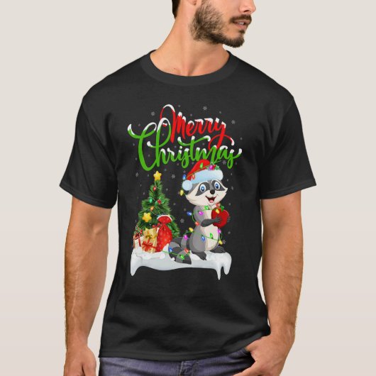 Raccoon   Xmas Decorations Santa Raccoon Christmas Tシャツ (正面)