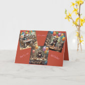 Raccoons Birthday Party-Happy Birthday Card カード (黄色い花)