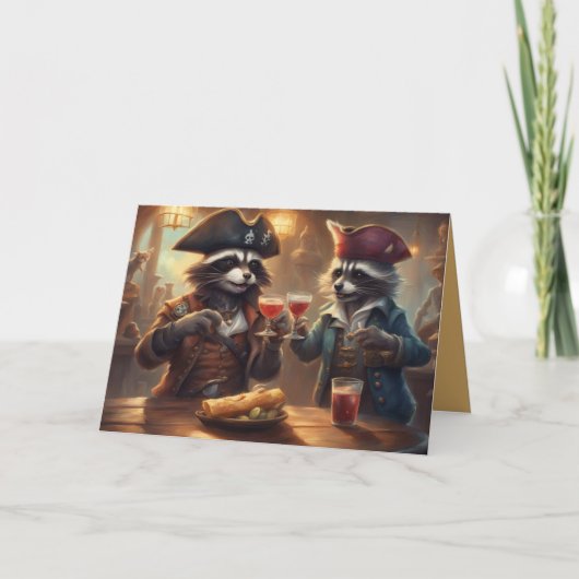 Raccoons in a bar celebrating Happy Birthday シーズンカード (正面)