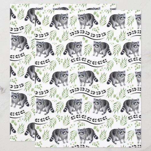 Raccoons Scrapbook Paper (正面/裏面)