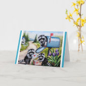 Raccoons Valentine Mail 空白の Greeting Card カード (黄色い花)