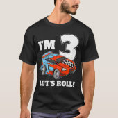 Race 3rd Birthday Boy Toddler 3 Three Racing Drive Tシャツ (正面)