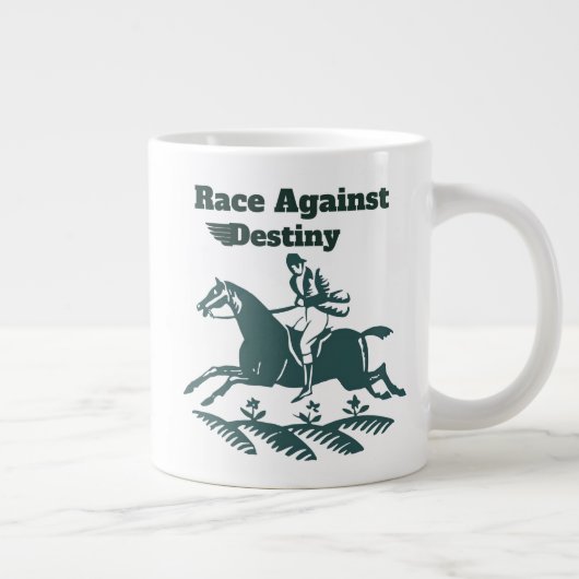 Race Against Destiny – Vintage Equestrian Graphic ジャンボコーヒーマグカップ (右)