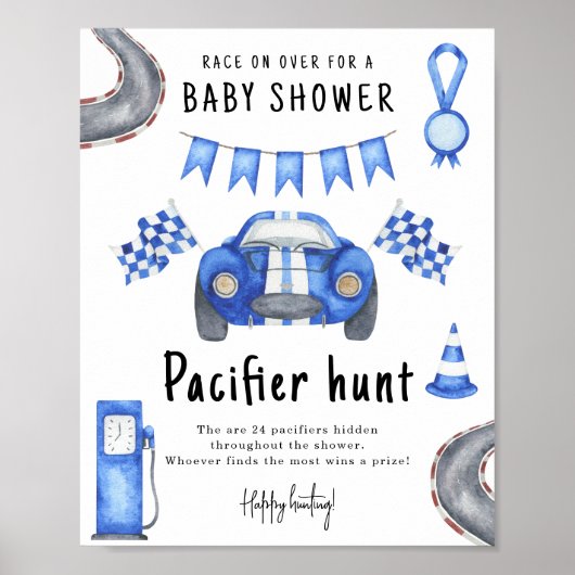 Race car baby shower Pacifier hunt game ポスター (正面)