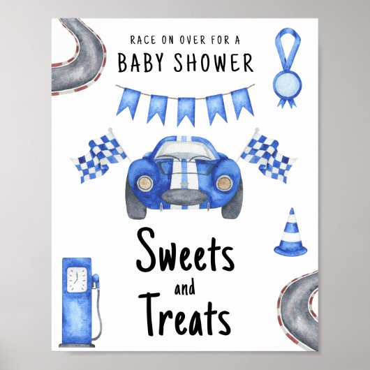 Race car baby shower Sweets and treats ポスター (正面)
