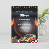 Race Car Birthday Party 招待状 (スタンド正面)