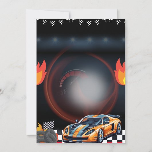 Race Car Birthday Party 招待状 (裏面)