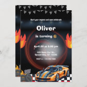 Race Car Birthday Party 招待状 (正面/裏面)
