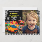 Race Car Birthday Party Fun 招待状 (正面)