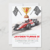 Race Car Birthday Party Invitation for Kids 招待状 (正面)