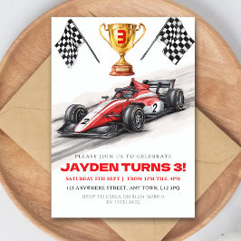 Race Car Birthday Party Invitation for Kids 招待状