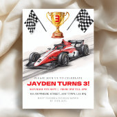 Race Car Birthday Party Invitation for Kids 招待状