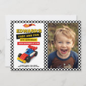 Race Car Birthday Party Photo  招待状 (正面)