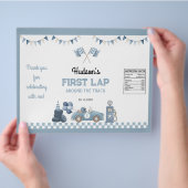 Race Car Blue Boy Birthday Chip Bag Wrapper チラシ (手)