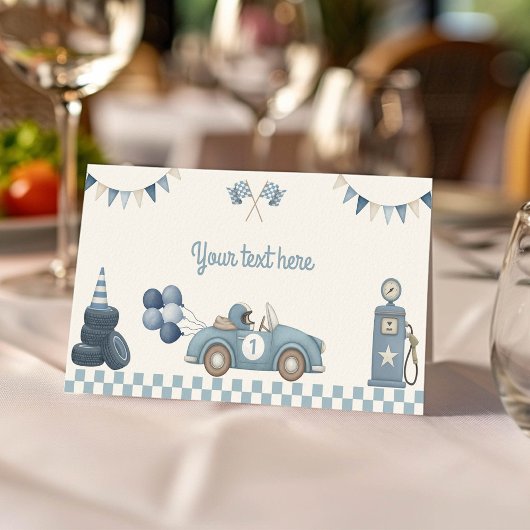 Race Car Blue Boy Birthday Party Food Tent プレイスカード