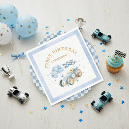 Race Car Blue Watercolor Boy First Birthday スタンダードランチョンナプキン