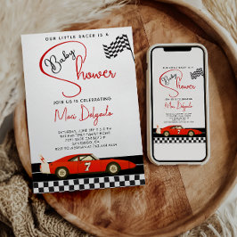 Race Car Boy Baby Shower |Fast and Fun Baby Shower 招待状