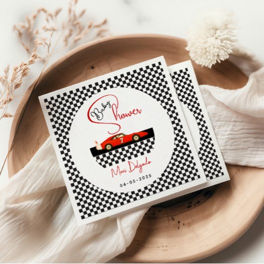 Race Car Boy Baby Shower | Little Racer Party スタンダードカクテルナプキン