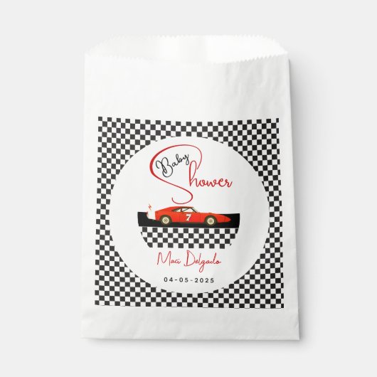 Race Car Boy Baby Shower | Little Racer Party フェイバーバッグ (正面)