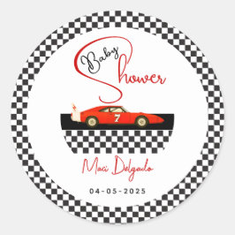 Race Car Boy Baby Shower | Little Racer Party ラウンドシール