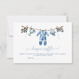 Race Car clothesline Diaper Raffle card 招待状