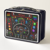 Race Car Dashboard  Racing Control Panel Kids メタルランチボックス (正面)
