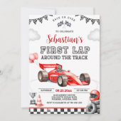 Race Car First Birthday Invitation, First Lap (Dig 招待状 (正面)