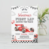 Race Car First Birthday Invitation, First Lap (Dig 招待状 (スタンド正面)