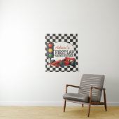 Race Car First Birthday Party Backdrop Fast One タペストリー (インサイチュ)