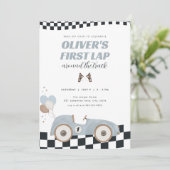 Race Car First Lap Around the Track 1st Birthday 招待状 (スタンド正面)