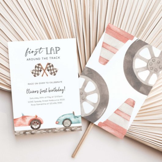 Race Car First Lap Around The Track Birthday 招待状