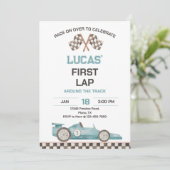 Race Car First Lap Around the Track Birthday Party 招待状 (スタンド正面)