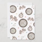 Race Car First Lap Around the Track Birthday Party 招待状 (裏面)