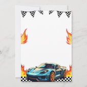 Race Car Flames Birthday Party 招待状 (裏面)