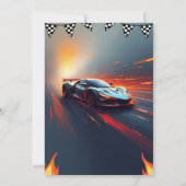 Race Car Flames Rally Birthday Party 招待状 (裏面)