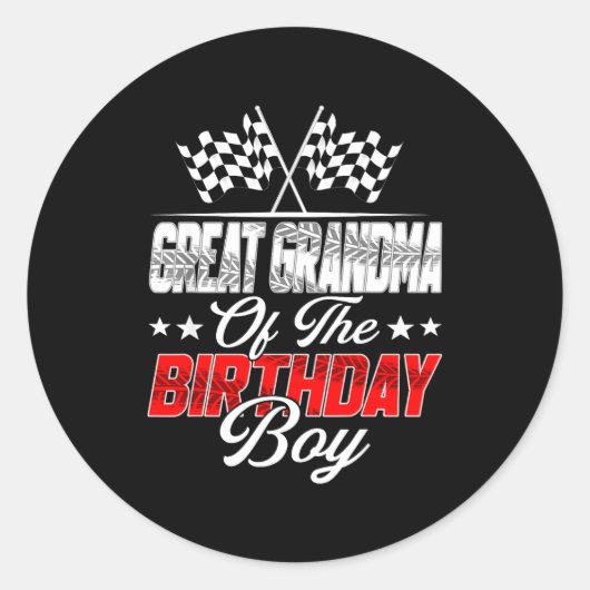 Race Car Great Grandma Of The Birthday Boy Racing  ラウンドシール (正面)
