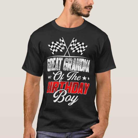 Race Car Great Grandma Of The Birthday Boy Racing Tシャツ (正面)