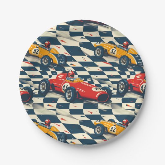 Race Car Paper Plates Birthday Party ペーパープレート (正面)