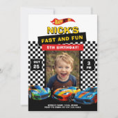 Race Car Photo Birthday Party card 招待状 (正面)