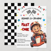 Race Car Racing Kid's Birthday Theme 招待状 (正面/裏面)