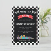 Race Car Racing Kid's Birthday Theme 招待状 (スタンド正面)