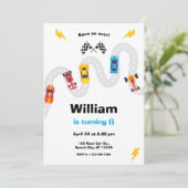 Race Car Rally Birthday Party 招待状 (スタンド正面)