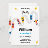 Race Car Rally Birthday Party 招待状 (正面/裏面)